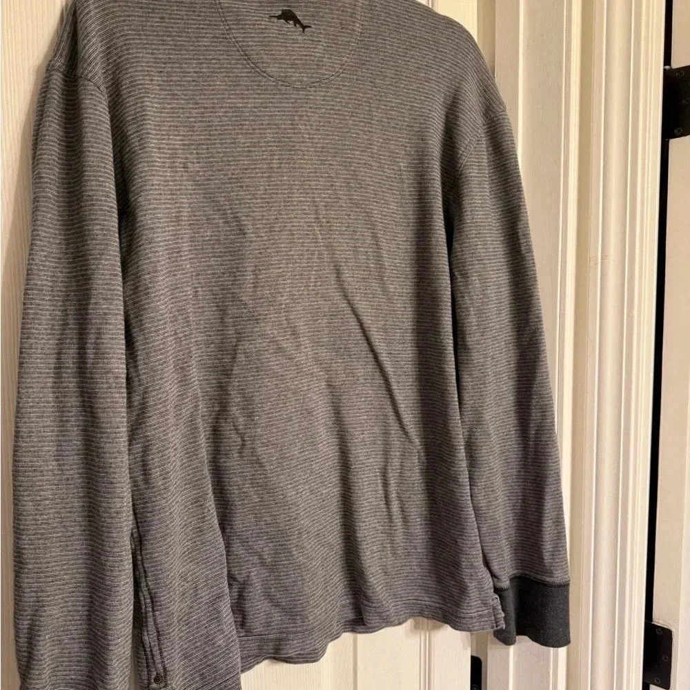 Tommy Bahama Tee Shirt Albany Stripe Abaco Charcoal Grey Medium M - Picture 6 of 7
